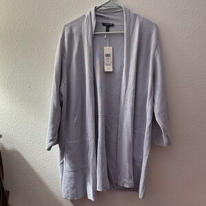Eileen Fisher Light Gray Open Front Cardigan